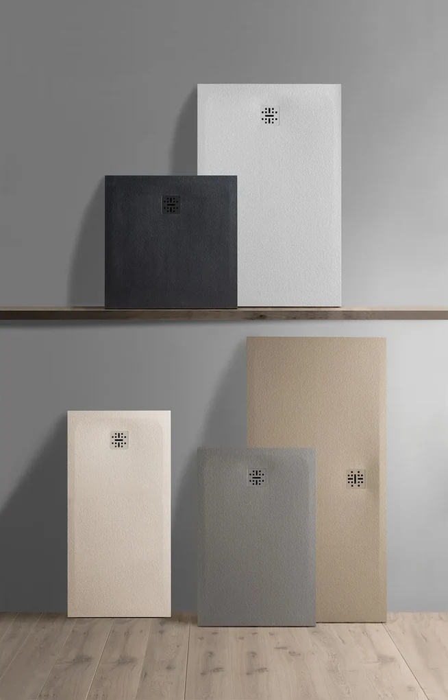 Saniclear Modo douchebak 200x100cm met stone finish lichtgrijs