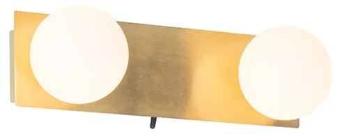 Wandlamp goud 28 cm IP44 2-lichts met schakelaar - Cederic