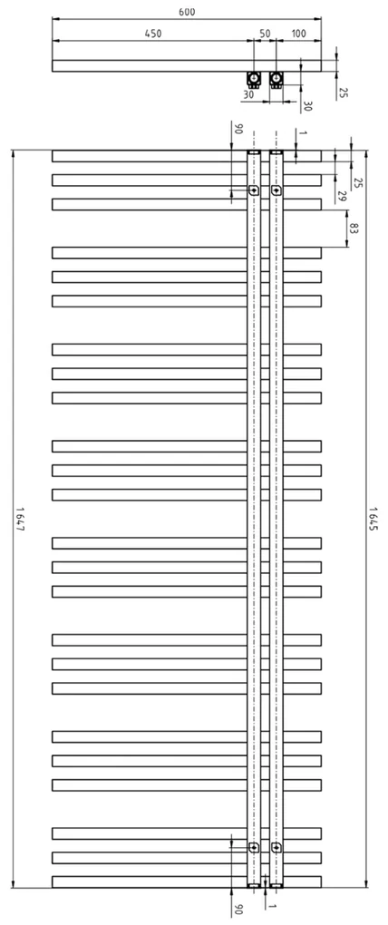 Sapho Sophina radiator mat wit 60x165cm 833W