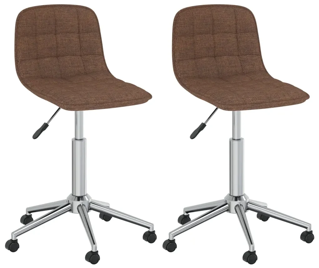 vidaXL Eetkamerstoelen draaibaar 2 st stof bruin
