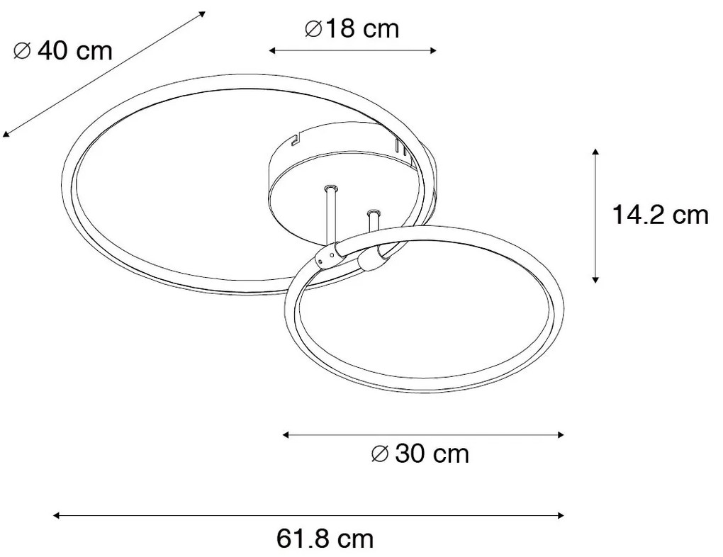 Plafondlamp staal incl. LED 3-staps dimbaar 2-lichts - Joaniqa Modern rond Binnenverlichting Lamp