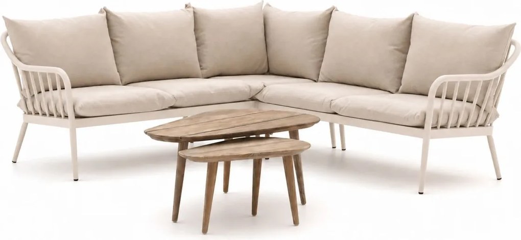 Hoek loungeset Manifesto  | 5 personen | Loungeset Beige | Hoekbank Aluminium | 214x214cm | Kees Smit Tuinmeubelen