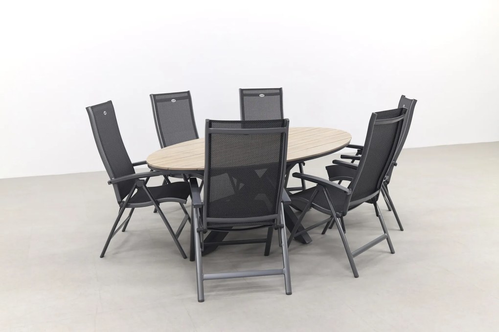 Hartman Salvatore/GI Edison 6-persoons ovale verstelbare tuinset 220x115 cm.
