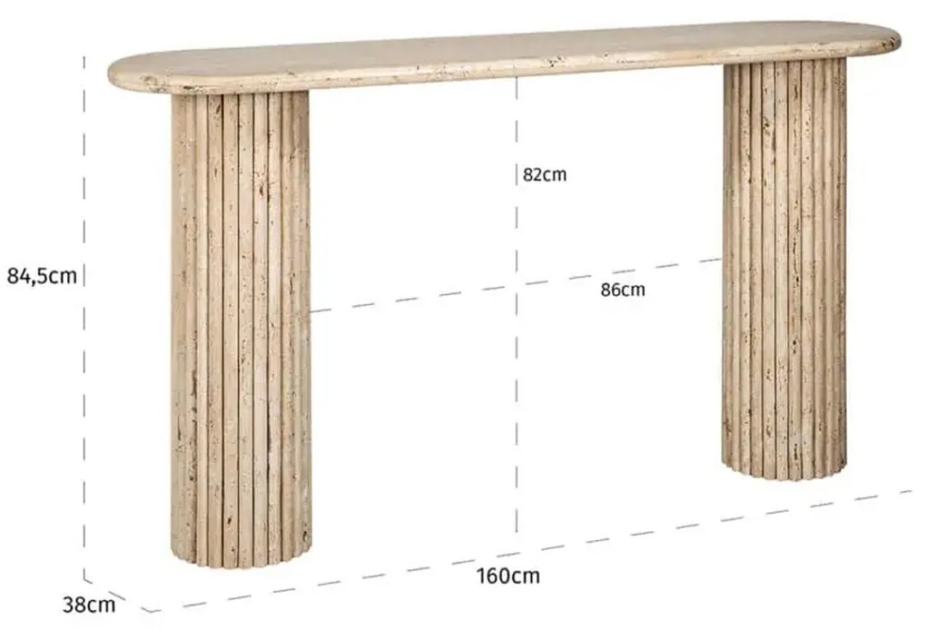 Richmond Interiors La Cantera Travertin Wandtafel Griekse Pilaren - 160 X 38cm.