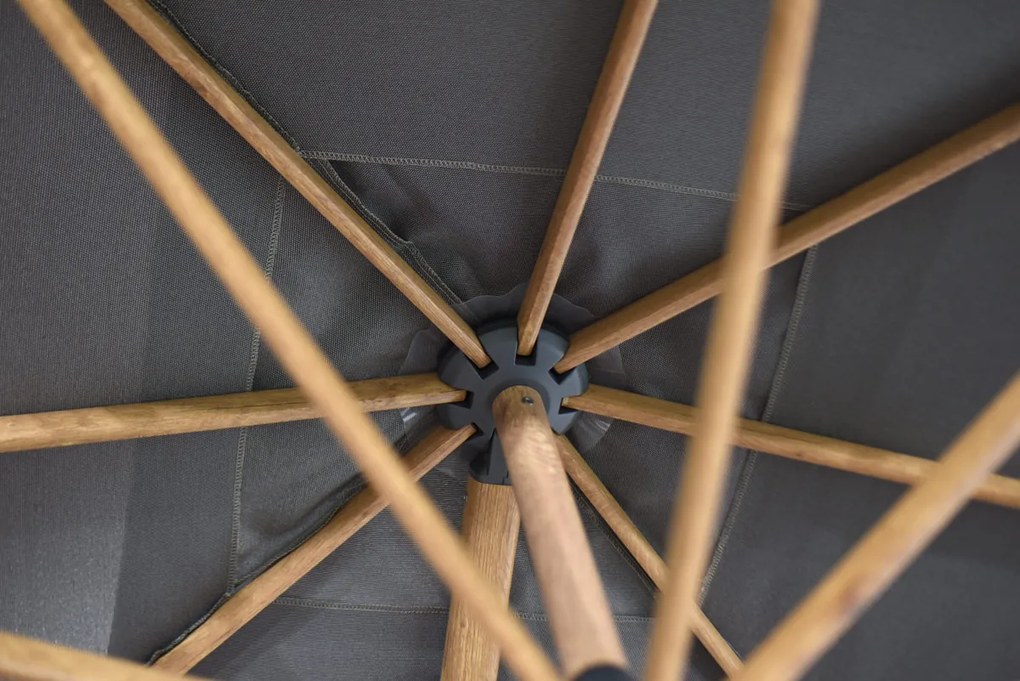 4 Seasons Outdoor Siesta PREMIUM 300 x 300 cm parasol charcoal, wood look frame Parasol   houtkleur weerbestendig
