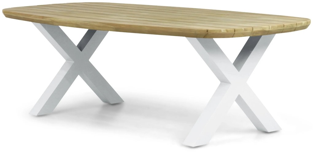 Dining Tuintafel rechthoekig 240 x 100 cm Aluminium/Teak Wit Falcon/Cardiff