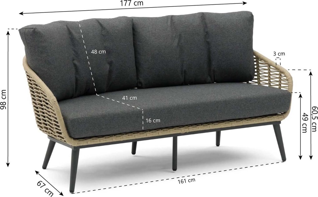Stoel en Bank Loungeset 5 personen Aluminium/rope Grijs Coco Vinci/Toscane