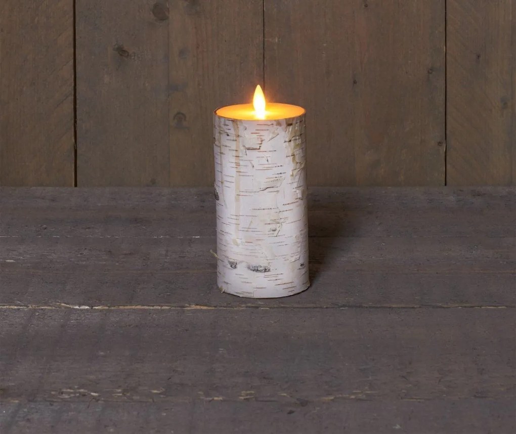 Anna's Collection - Ledkaars wit berkenhout - H15 cm - met afstandsbediening