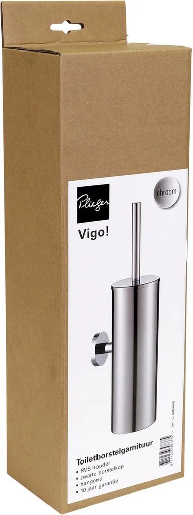 Plieger Vigo toiletborstel met deksel chroom