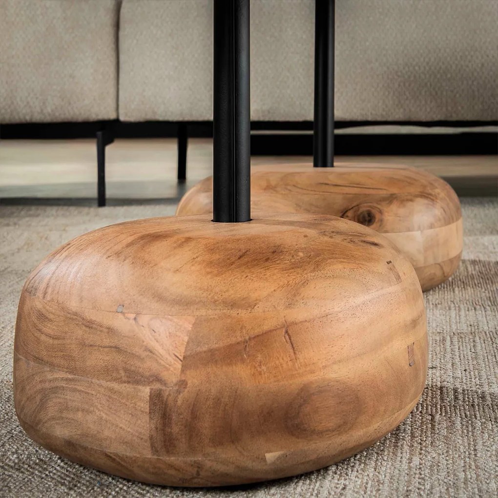 Houten Salontafelset Organisch - 84 X 78cm.