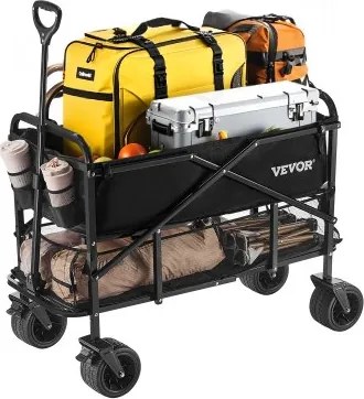 VEVOR Opvouwbare bolderwagen 112x56x80 cm, Transportwagen, Handkar, Tuinwagen met all-terrain wielen, Strandwagen, Draagvermogen tot 204 kg, Multifunctionele bolderwagen voor kamperen, sporten en winkelen