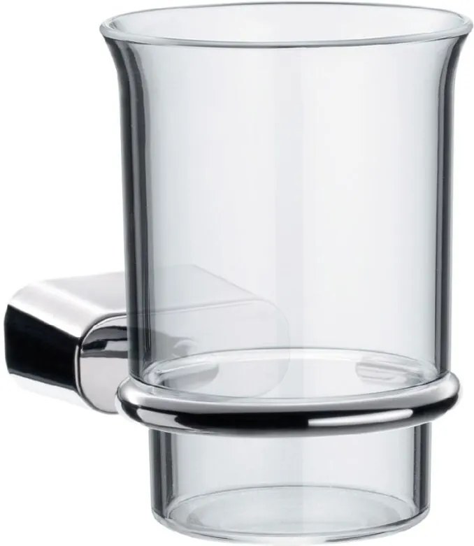 Logo 2 glashouder met acryl drinkglas, chroom