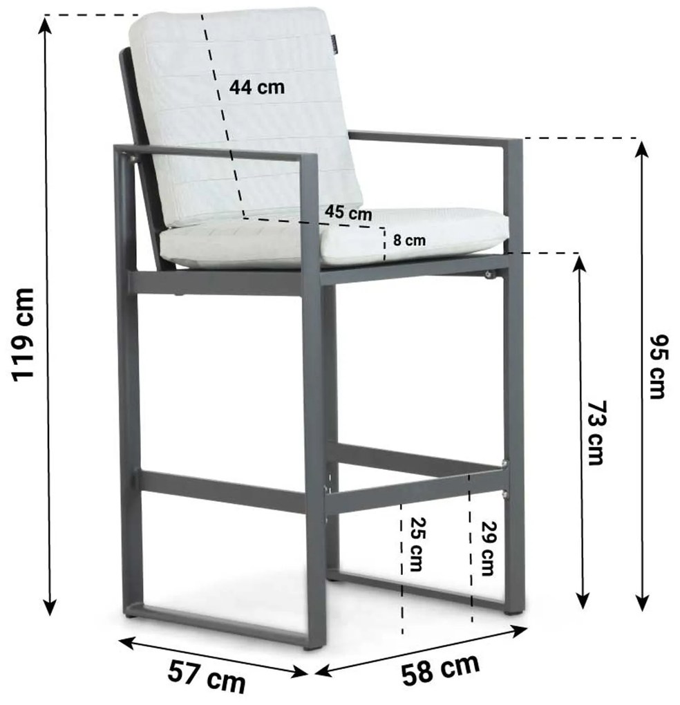 Barstoel Aluminium Grijs-antraciet Lifestyle Garden Furniture Nuno