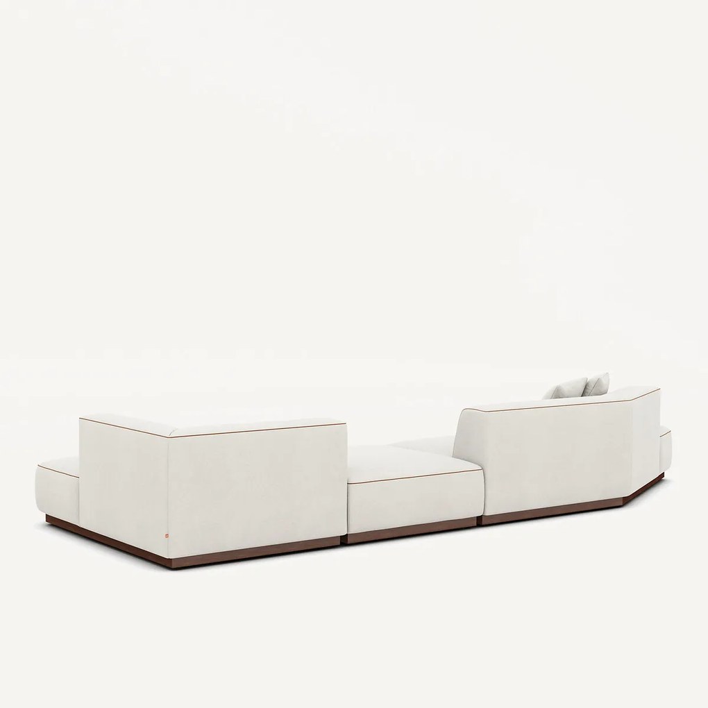 Open bank met hoek rechts met voetensteun in linnenfluweel, JACOPO