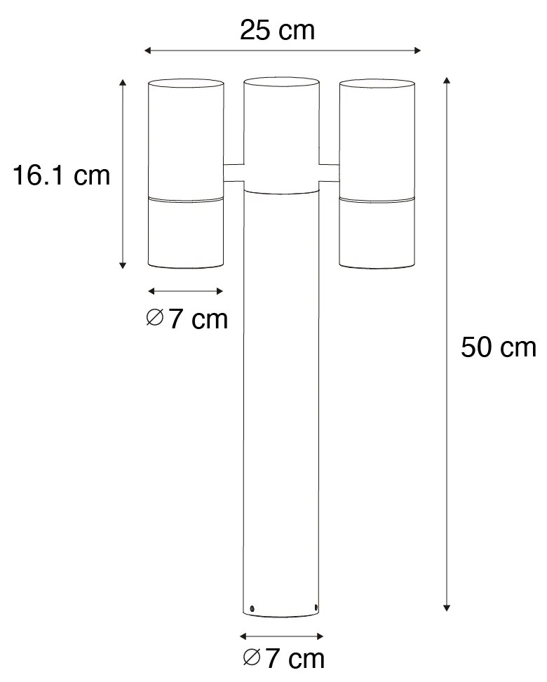 Staande buitenlamp zwart 50 cm 2-lichts verstelbaar - Duo Modern GU10 IP44 Buitenverlichting