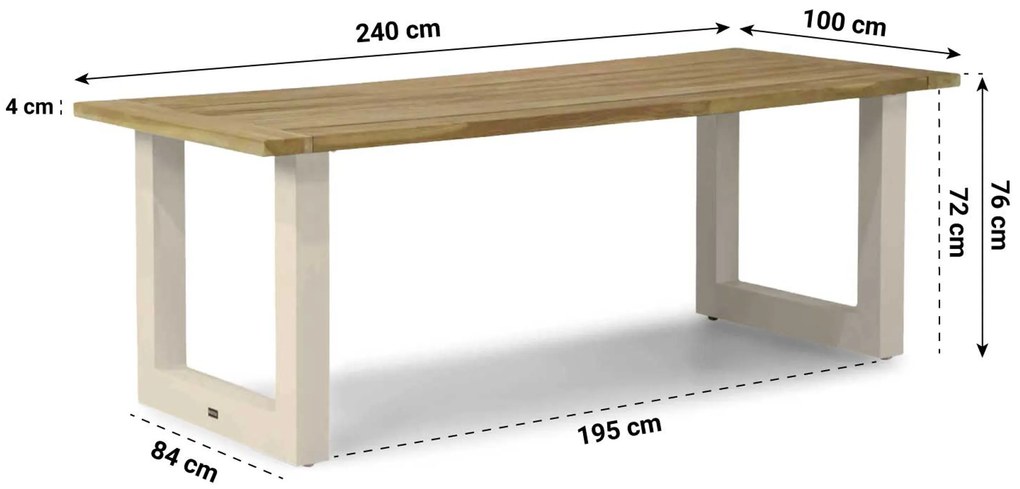 Dining Tuintafel rechthoekig 240 x 100 cm Aluminium/teak Taupe Talai