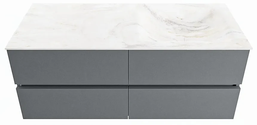 Mondiaz Vica DLux badmeubel 120cm plata 4 lades met wastafel ostra rechts zonder kraangat