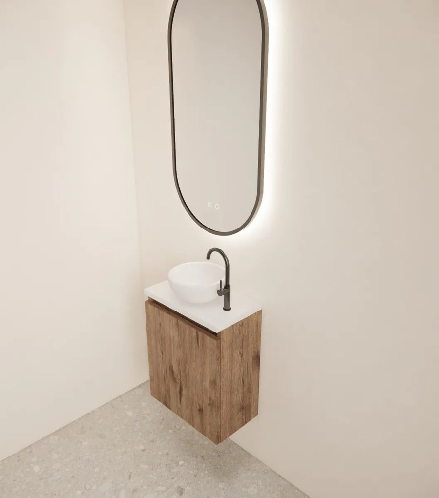 Gliss Design Echo toiletmeubel 40cm wellington oak met toppaneel wit mat