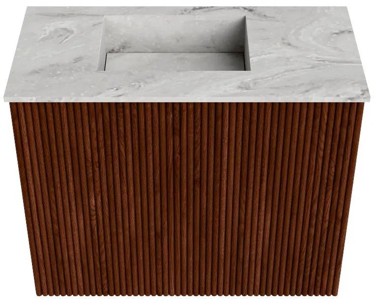 Mondiaz Joya DLux 50cm toiletmeubel ruby met wastafel faye links 1 kraangat glace