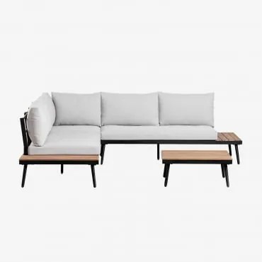 Tuinset Met 4-zits Hoekbank En Salontafel In Aluminium En Acaciahout Kalen Zwart - Sklum