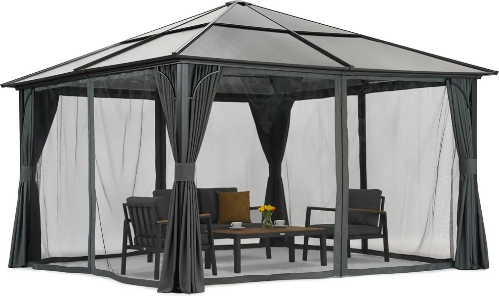 Modern tuinhuisje Santiago Premium 4x4m Tuinpunt antraciet