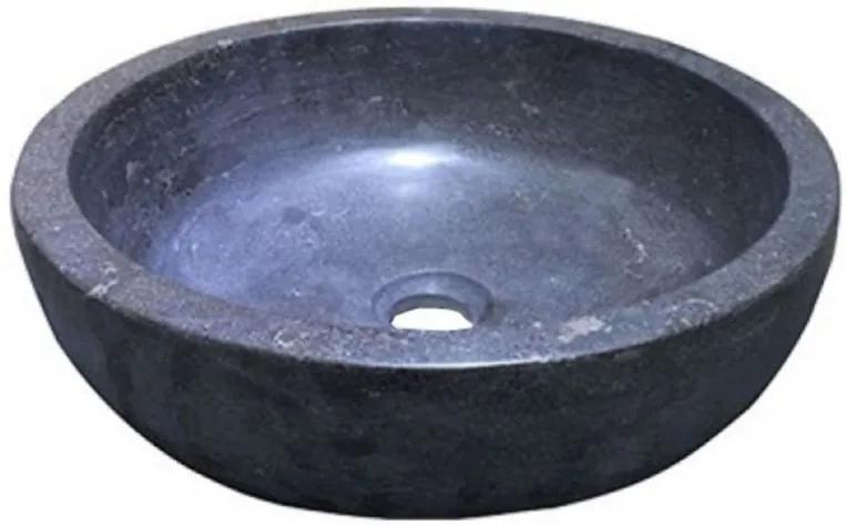 B-stone hardstenen opzetwastafel rond 40x12 cm, zwart