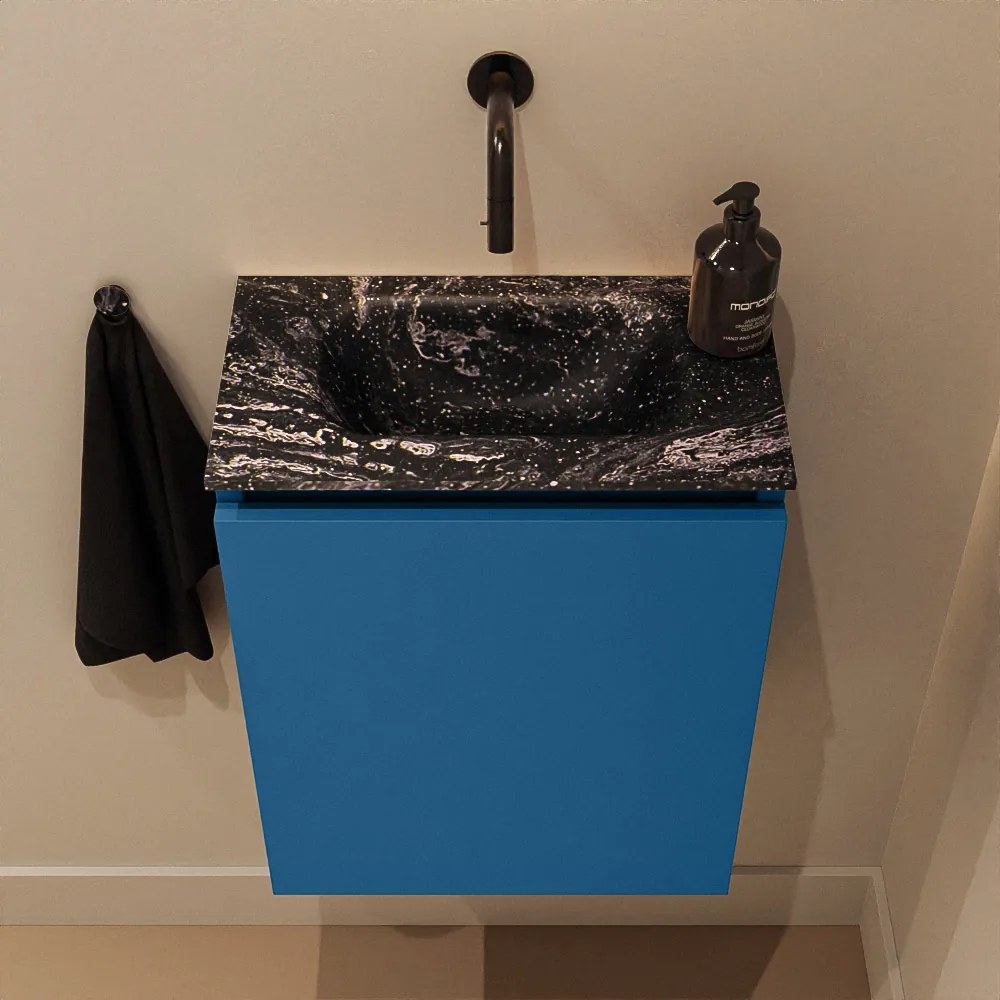 Mondiaz Ture DLux toiletmeubel 40cm jeans met wastafel lava midden zonder kraangat