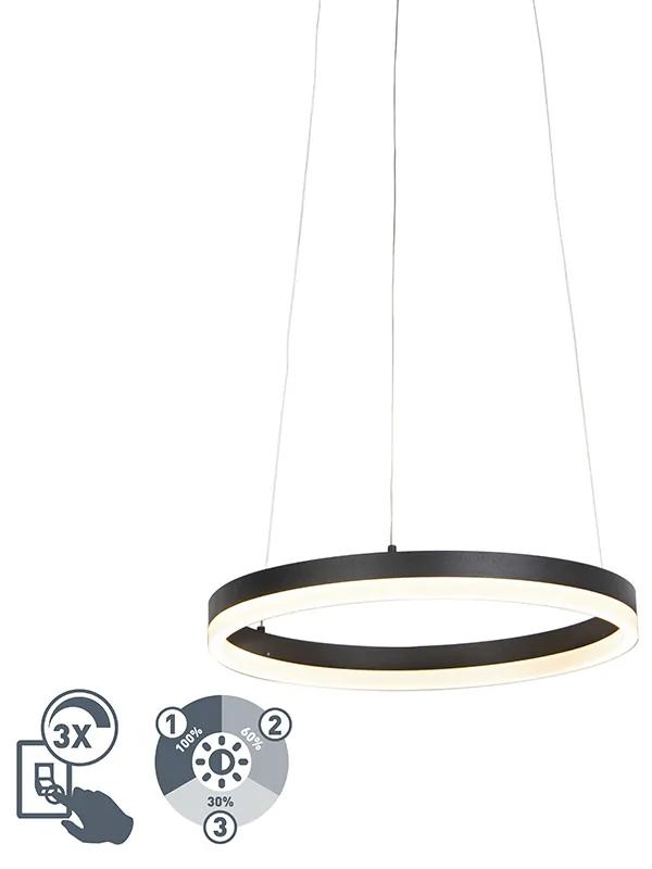Design ring hanglamp zwart 40 cm incl. LED en dimmer - Anello Modern rond Binnenverlichting Lamp