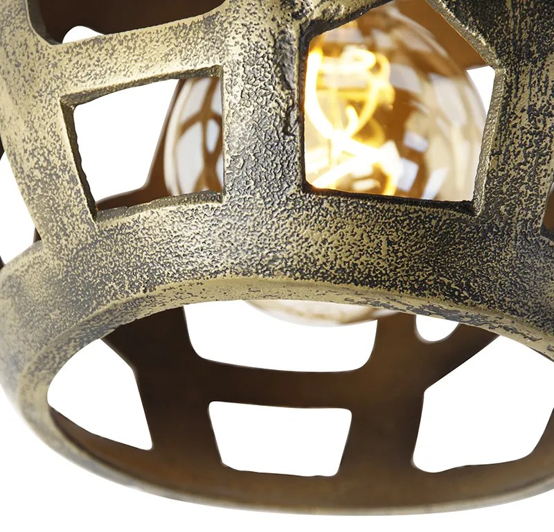 Industriële plafondlamp antiek goud - Bobby Industriele / Industrie / Industrial E27 rond Binnenverlichting Lamp