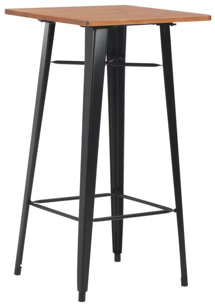 vidaXL Bartafel 60x60x108 cm massief grenenhout staal zwart