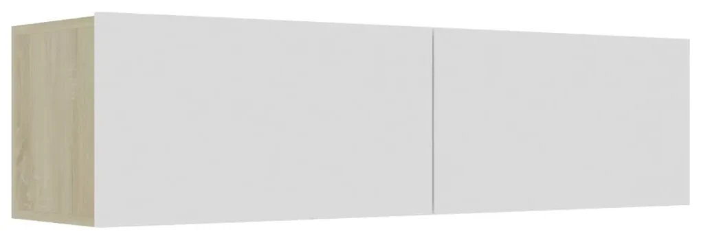 vidaXL Tv-meubel 120x30x30 cm bewerkt hout wit en sonoma eikenkleurig