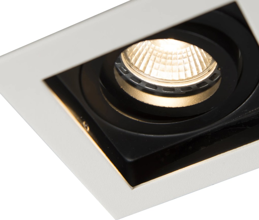 Set van 6 moderne inbouwspots wit met zwart verstelbaar - Carree