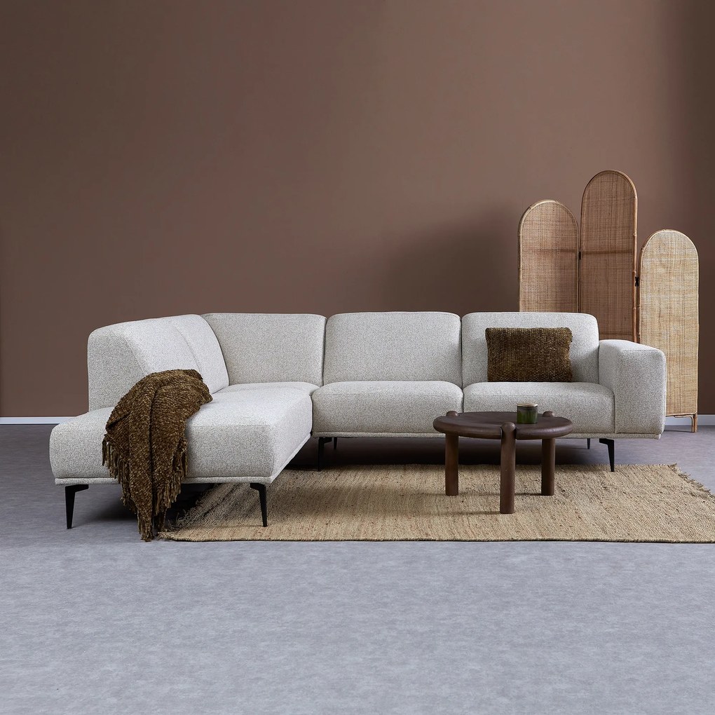 Moderne Hoekbank Beige Ottomane Links