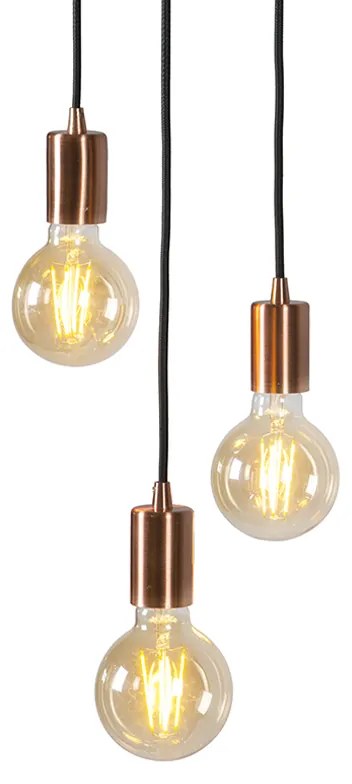 Art Deco hanglamp koper 3-lichts - Facil Design, Modern E27 rond Binnenverlichting Lamp