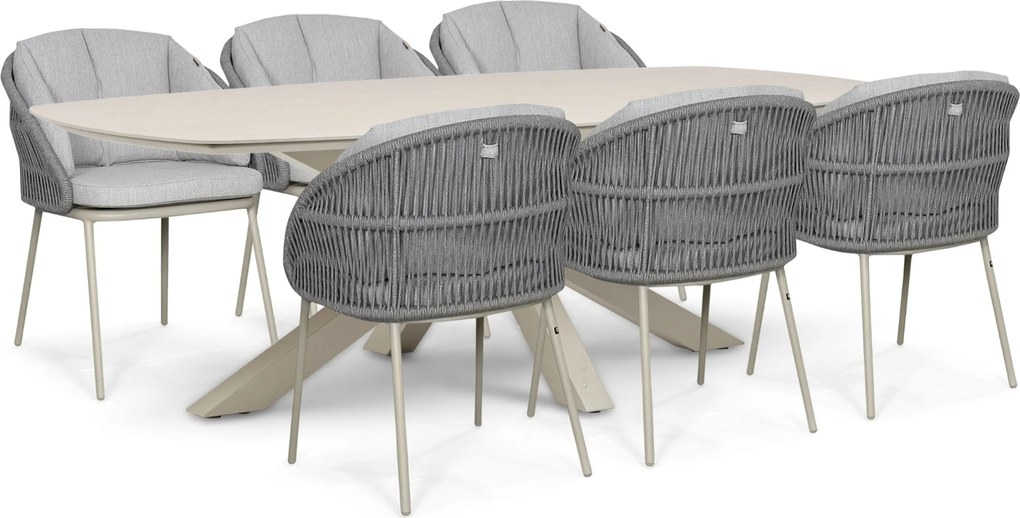 Tuinset 6 personen 240 cm Rope Zand/Beige Santika Furniture Santika