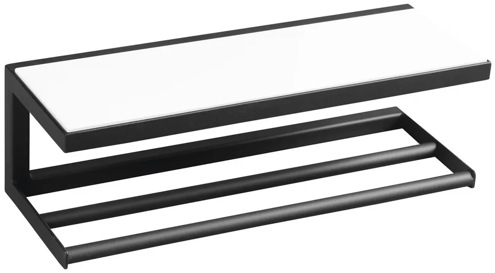 Sapho Industrial handdoekhouder met plateau zwart wit