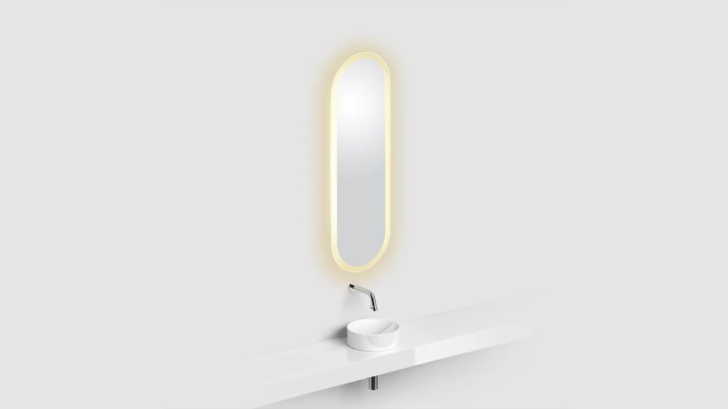 Clou Look at Me ovale spiegel met satijnrand en LED-verlichting 28x90cm