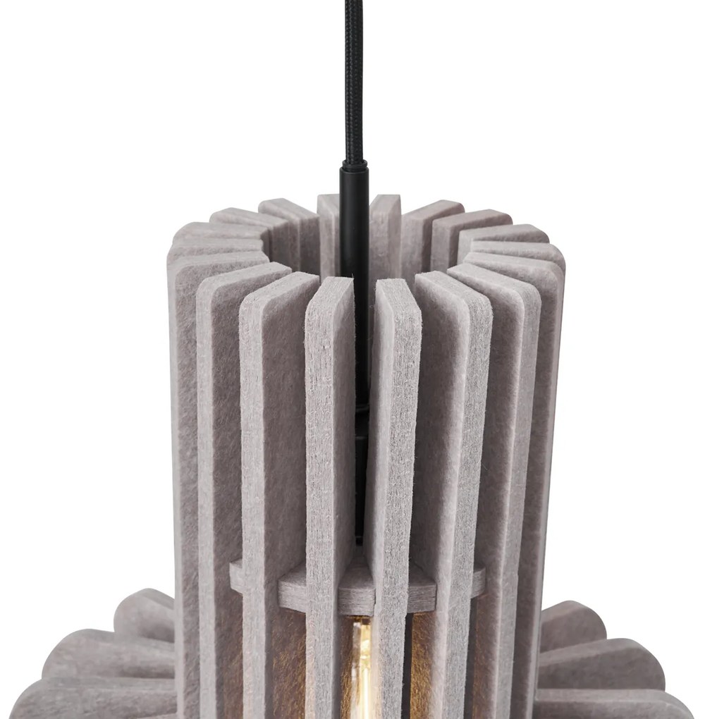 Retro hanglamp zwart met taupe 3-lichts - Felt
