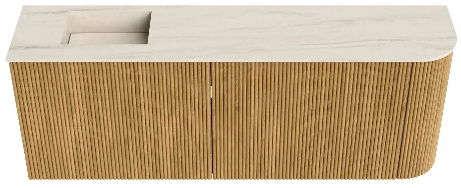 Mondiaz Joya DLux 110cm toiletmeubel ronding rechts oak met wastafel faye links zonder kraangat meli