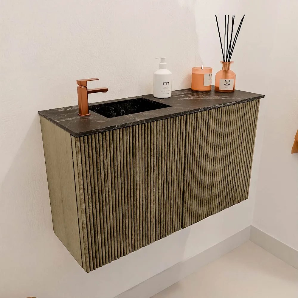 Mondiaz Joya DLux 70cm toiletmeubel dusk met wastafel faye links 1 kraangat lava