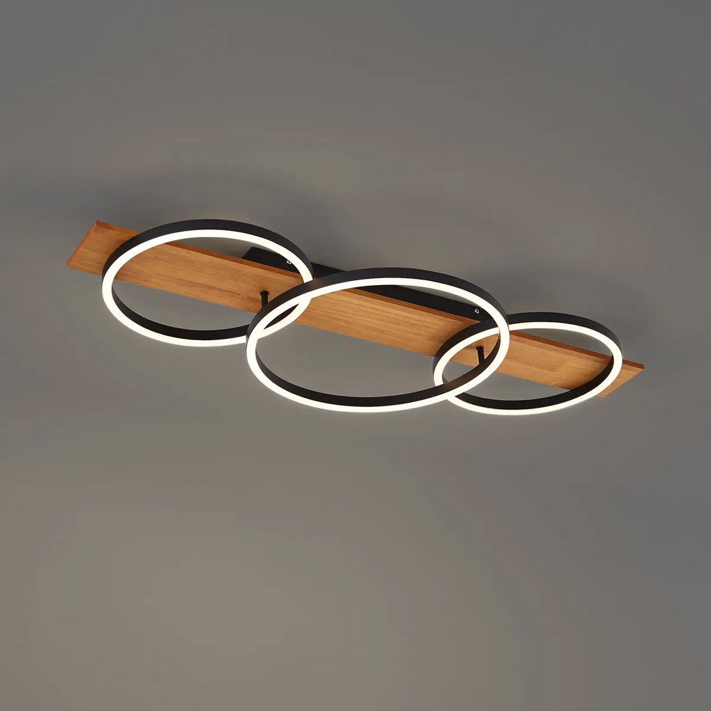 Design plafondlamp zwart rond incl. LED 3-staps dimbaar - Nimue