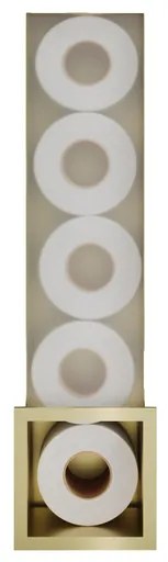 Hotbath &MORE Inbouw Reserverol Houder - 16x60x14cm - voor 6 rollen - Geborsteld messing PVD ST016BBP