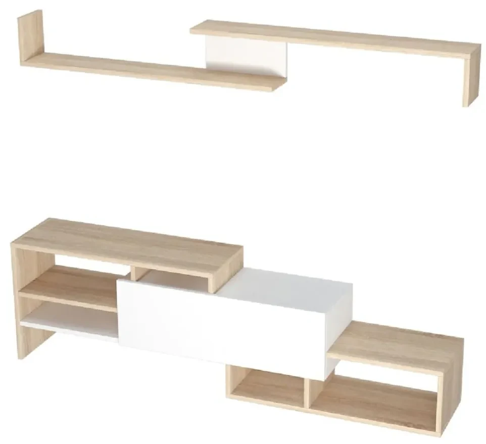 Homemania Tv-meubelset Fenice 150x27x45 cm wit en sonomakleurig