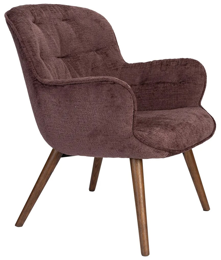 Dutchbone Lenn Retro Fauteuil Paars Fluweel