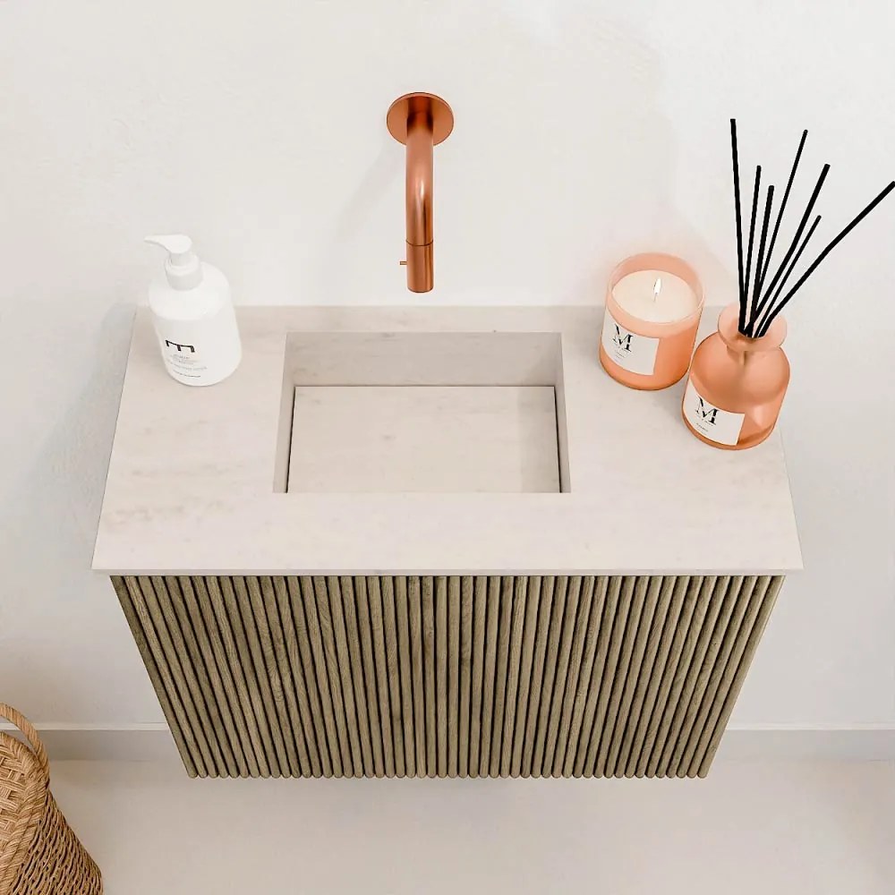 Mondiaz Joya DLux 50cm toiletmeubel dusk met wastafel faye links zonder kraangat meli