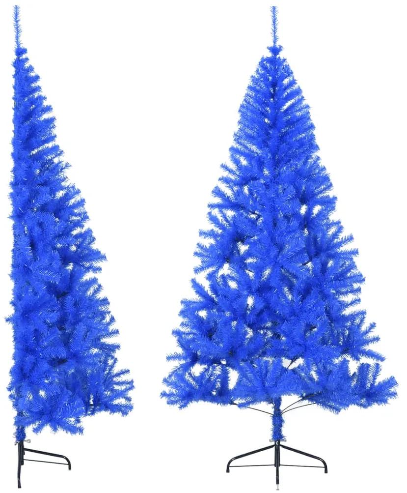 vidaXL Kunstkerstboom met standaard half 210 cm PVC blauw