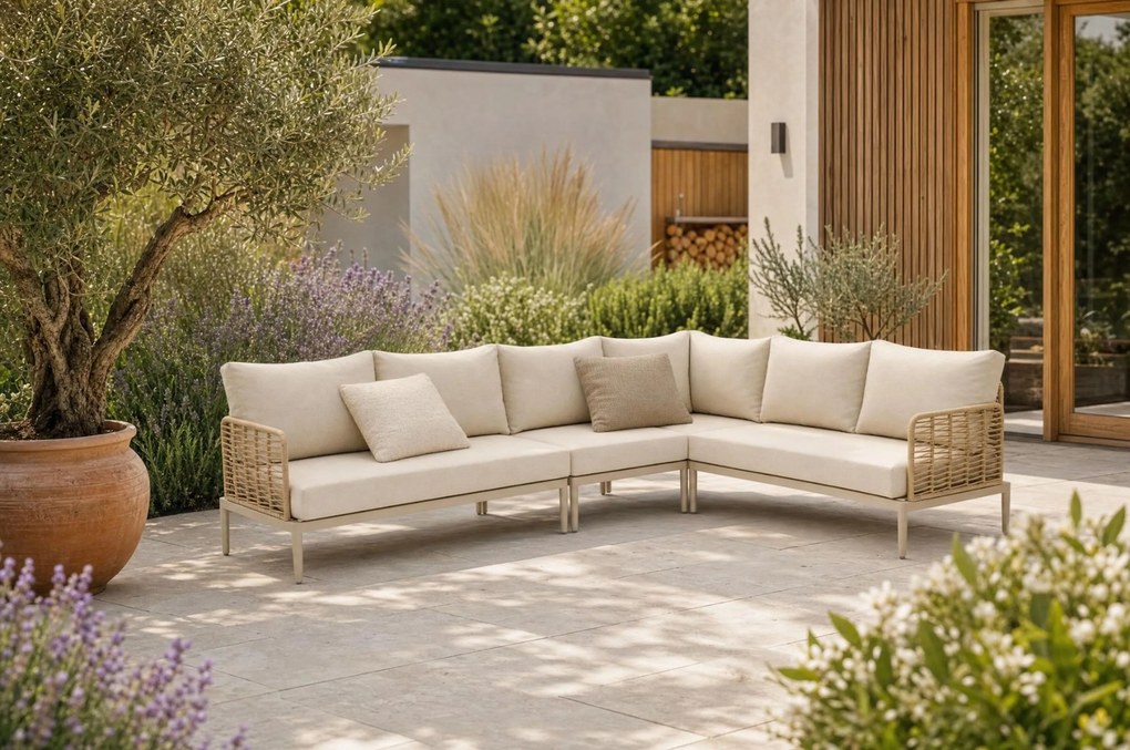 Hoek loungeset 6 personen Aluminium/wicker Taupe Coco Ibiza