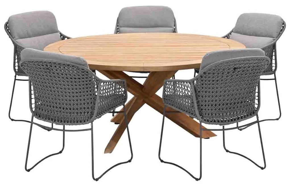 4 Seasons Moretti tuinset 6-delig - Prado tuintafel Ø160 cm