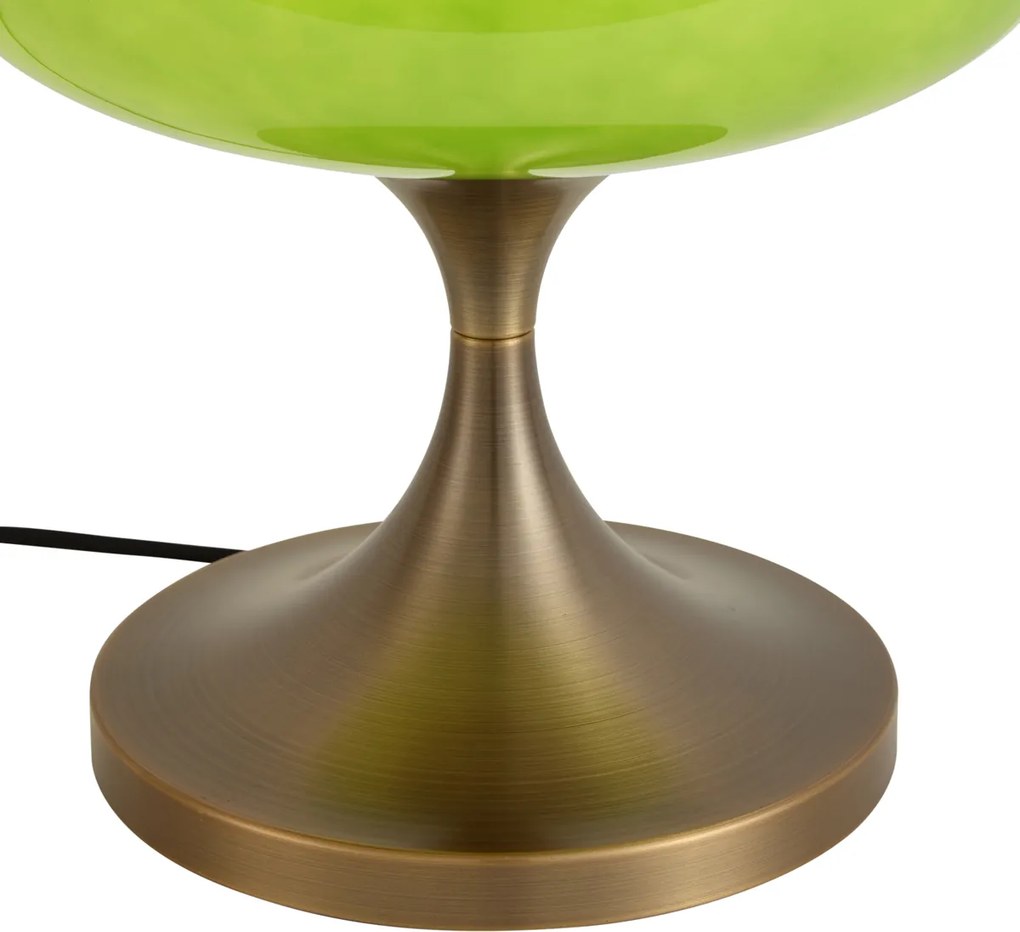 Retro tafellamp donker brons met groene glazen kap 31cm - Glaze