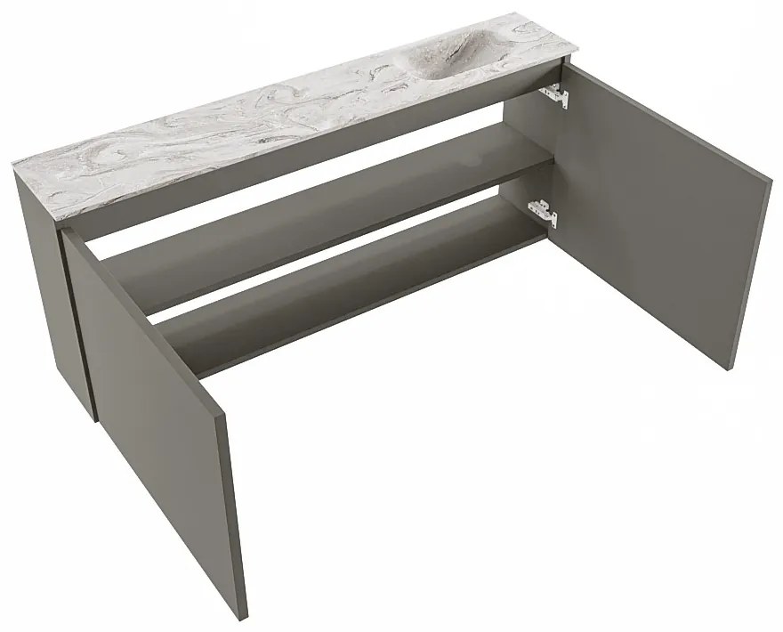 Mondiaz Ture DLux toiletmeubel 120cm smoke met wastafel glace rechts met kraangat